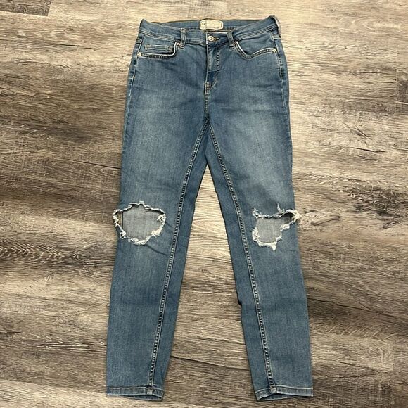 Free People high rise Women's Blue Distressed Jeans - 28 - Picture 2 of 5